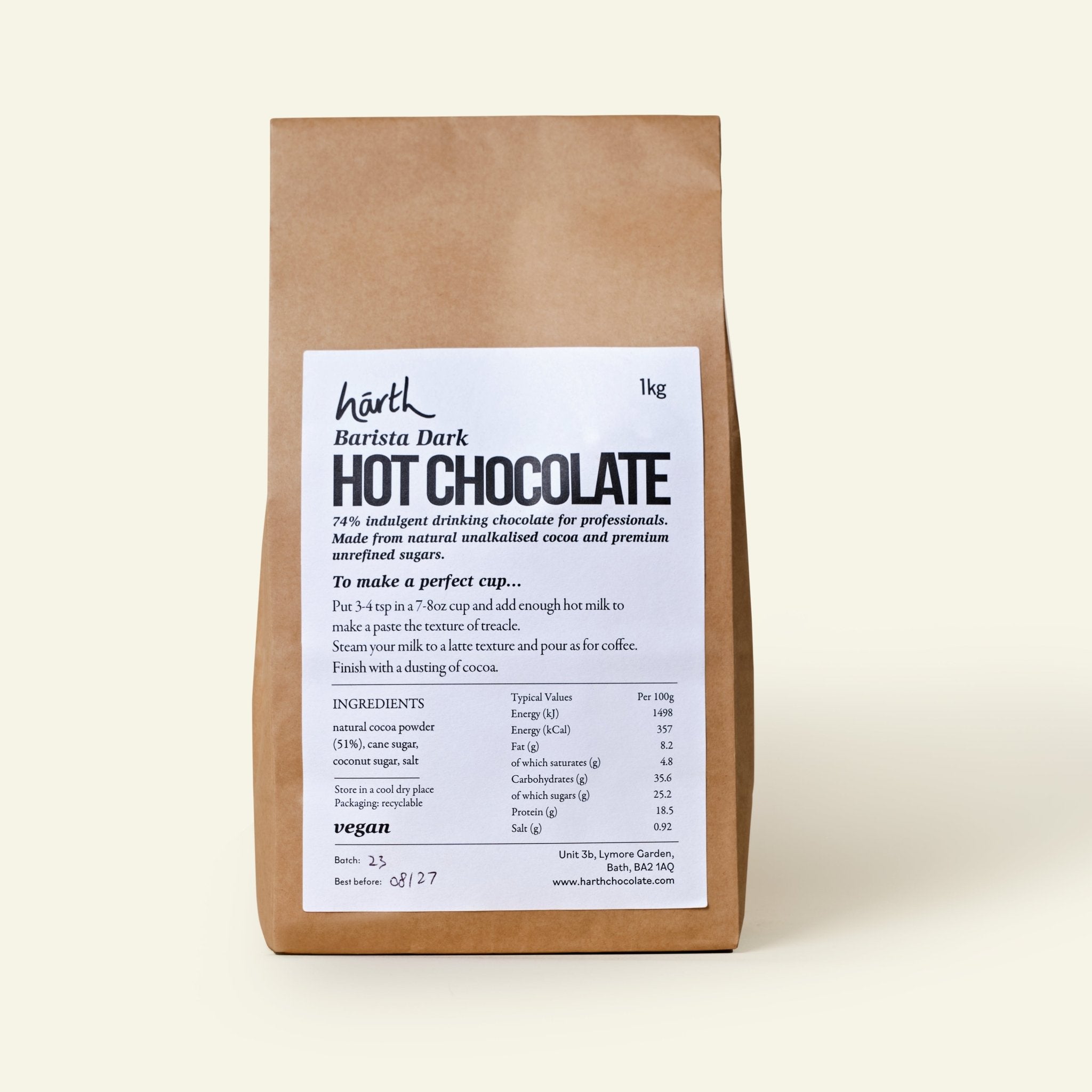 Barista Dark Hot Chocolate 74% - Harth Chocolate
